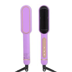 Negative Ionic Hair Straightener Brush for Fashion Women (Color: Purple, Type: Hairdressing Comb)